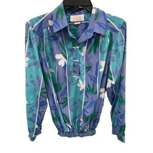 Vintage Da-Rue of California Women's Floral Print Long‎ Sleeve Blouse Size 10